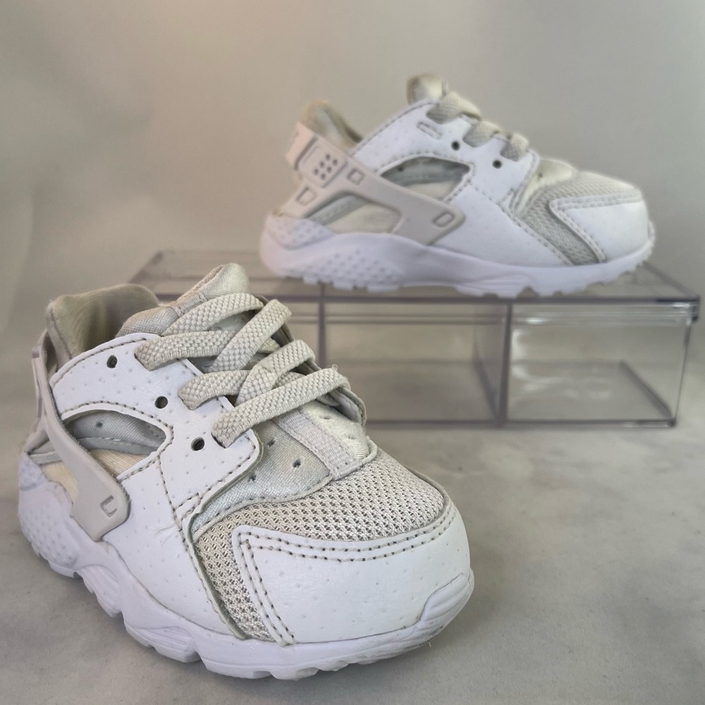 NIKE AIR HUARACHE RUN TD WHITE TODDLER SZ 5 704950-110 sneakers - Picture 6 of 9